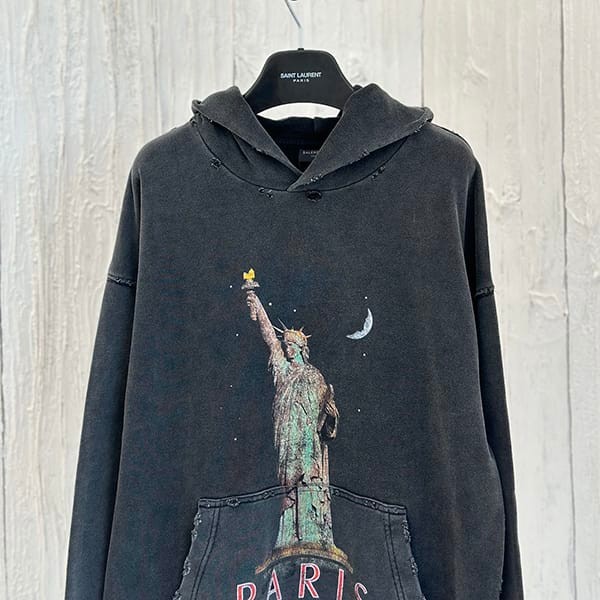 おすすめバレンシアガ 偽物 Paris Moonフリースラージフィットパーカー bau06753
